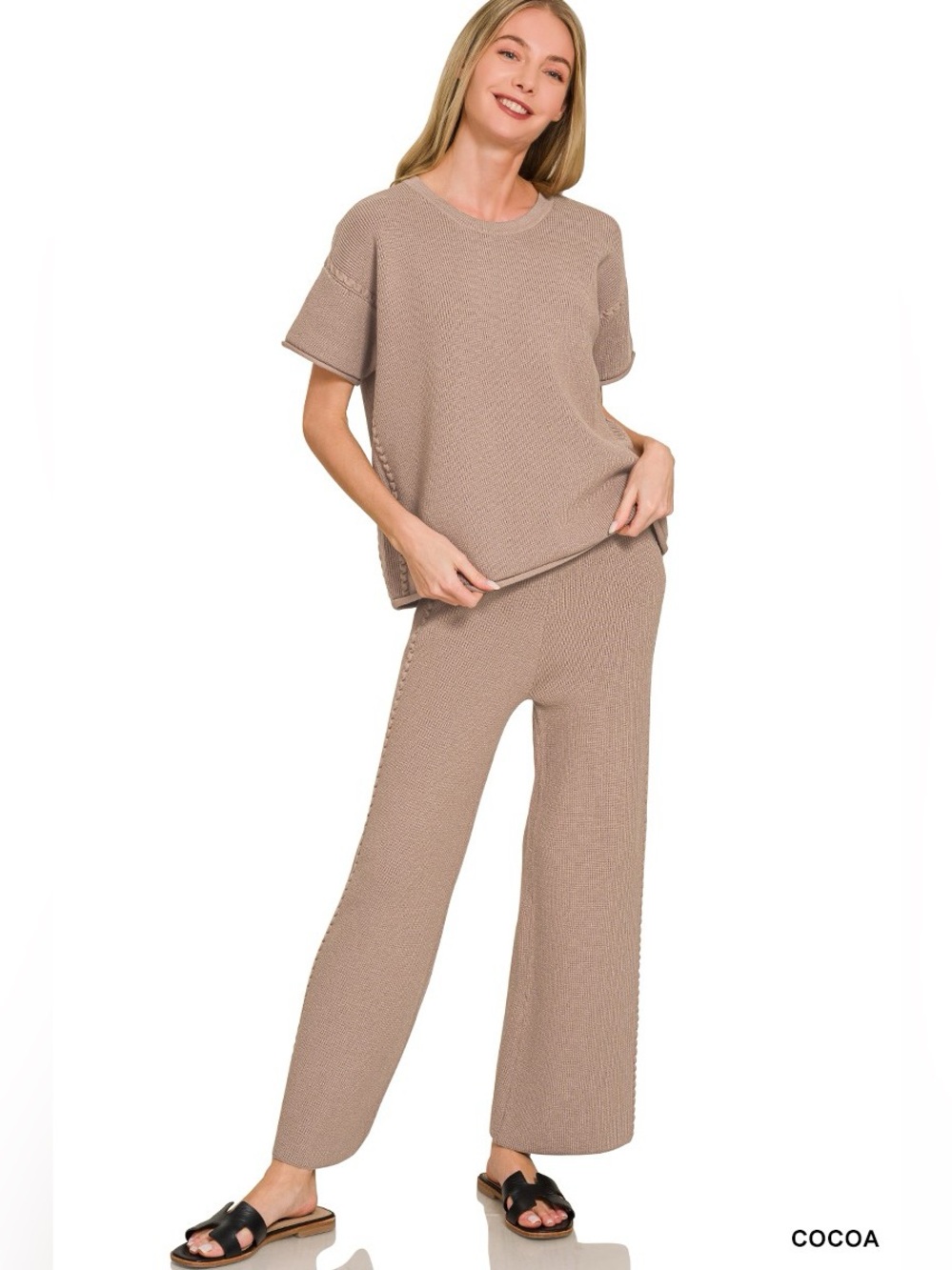Viscose Round Neck Top & Pants Set